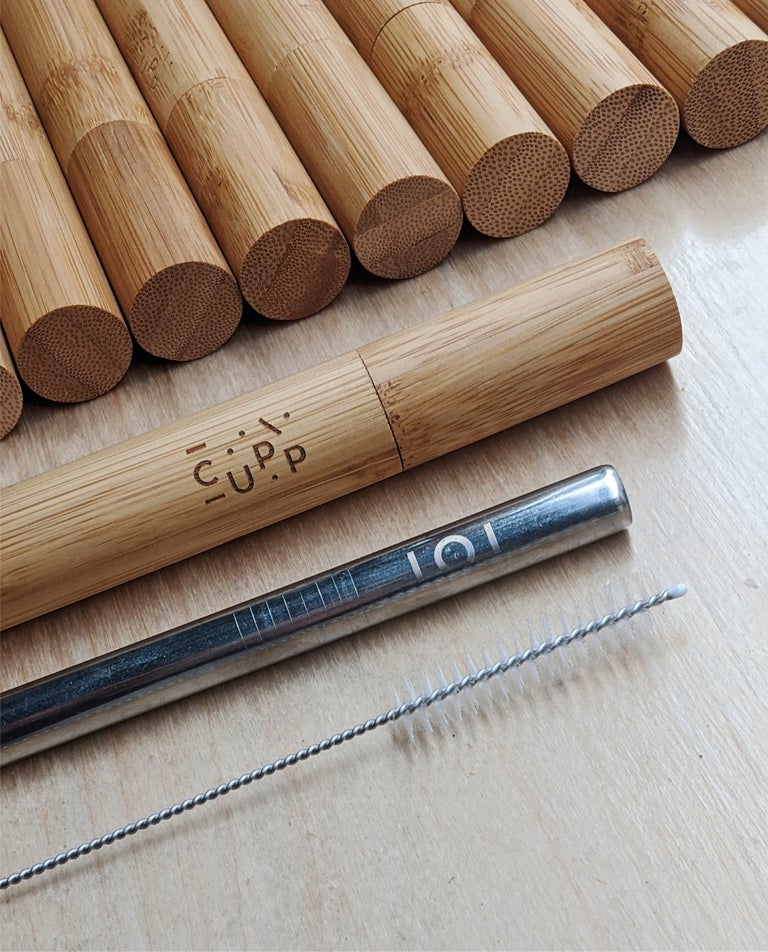 Stainless Steel Straw in Bamboo case
